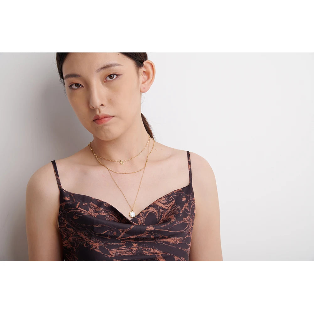 Bohemian Round Pendant Stainless Steel Necklace Chain Exquisite Metal Texture Collar Women Necklace