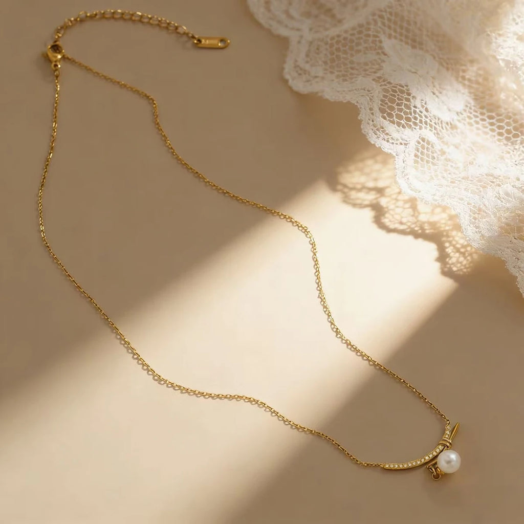 WILD & FREE Vintage Luxury Pearl Pendant Necklace for Women PVD 18K Gold Plated Stainless Steel Trendy Jewelry Waterproof