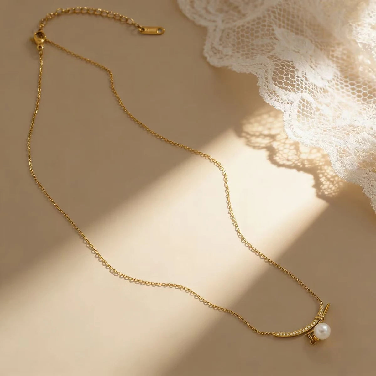 WILD & FREE Vintage Luxury Pearl Pendant Necklace for Women PVD 18K Gold Plated Stainless Steel Trendy Jewelry Waterproof