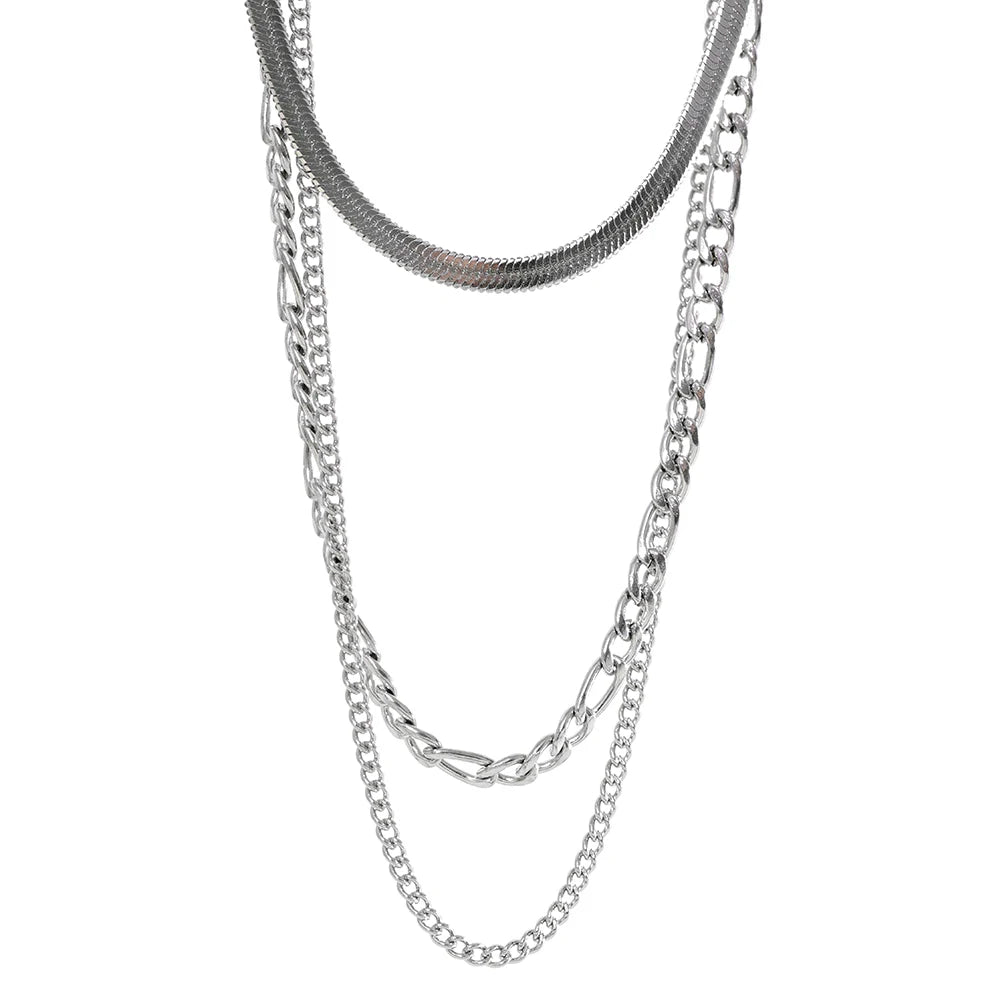 Stainless Steel Chain Layered Necklace Separated Set for Women Statement Golden Metalic Waterproof Collar Necklace Jewelry