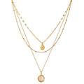 Bohemian Round Pendant Stainless Steel Necklace Chain Exquisite Metal Texture Collar Women Necklace
